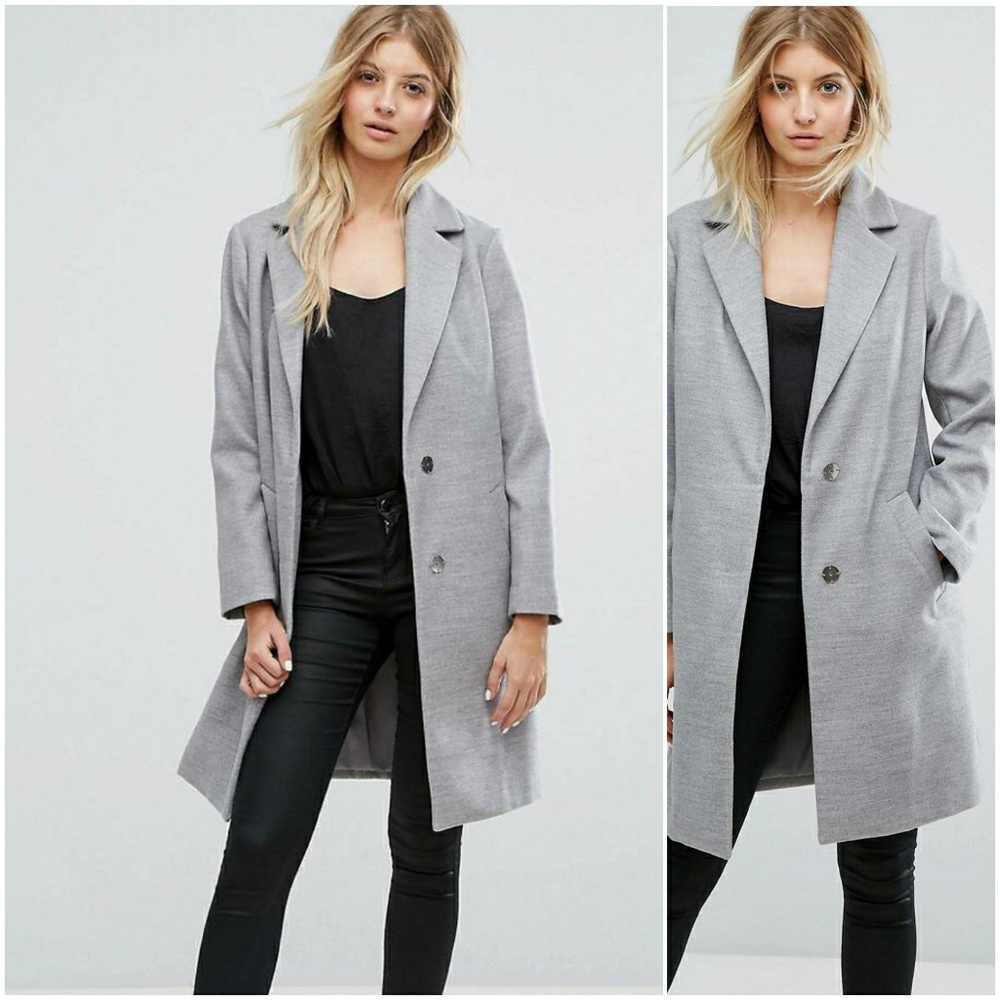 ASOS New Look Tailored Coat Light Gray